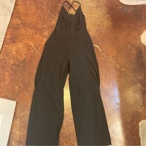 Ladies Juniors Black Spaghetti Strap Criss Cross Lace Jumpsuit Romper